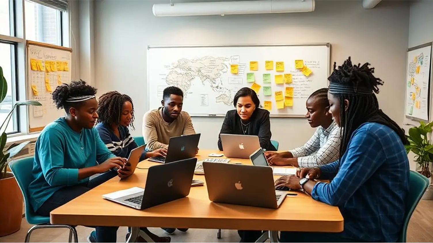 Young professionals collaborating